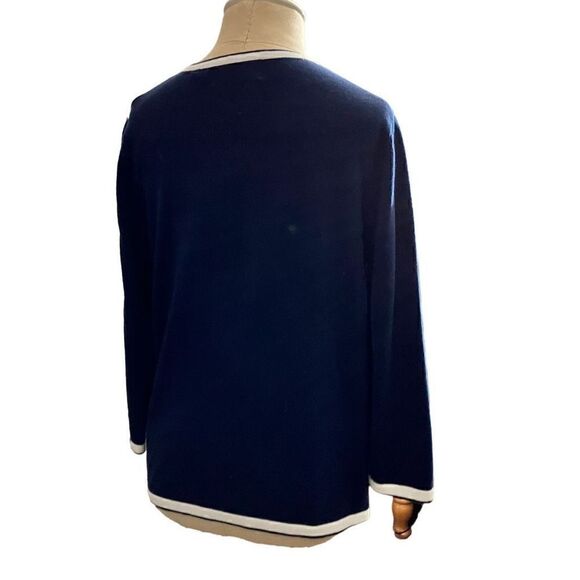 Alfred Dunner Blue Sweater w/White Accents / sz: P/M / EUC - Picture 2 of 7